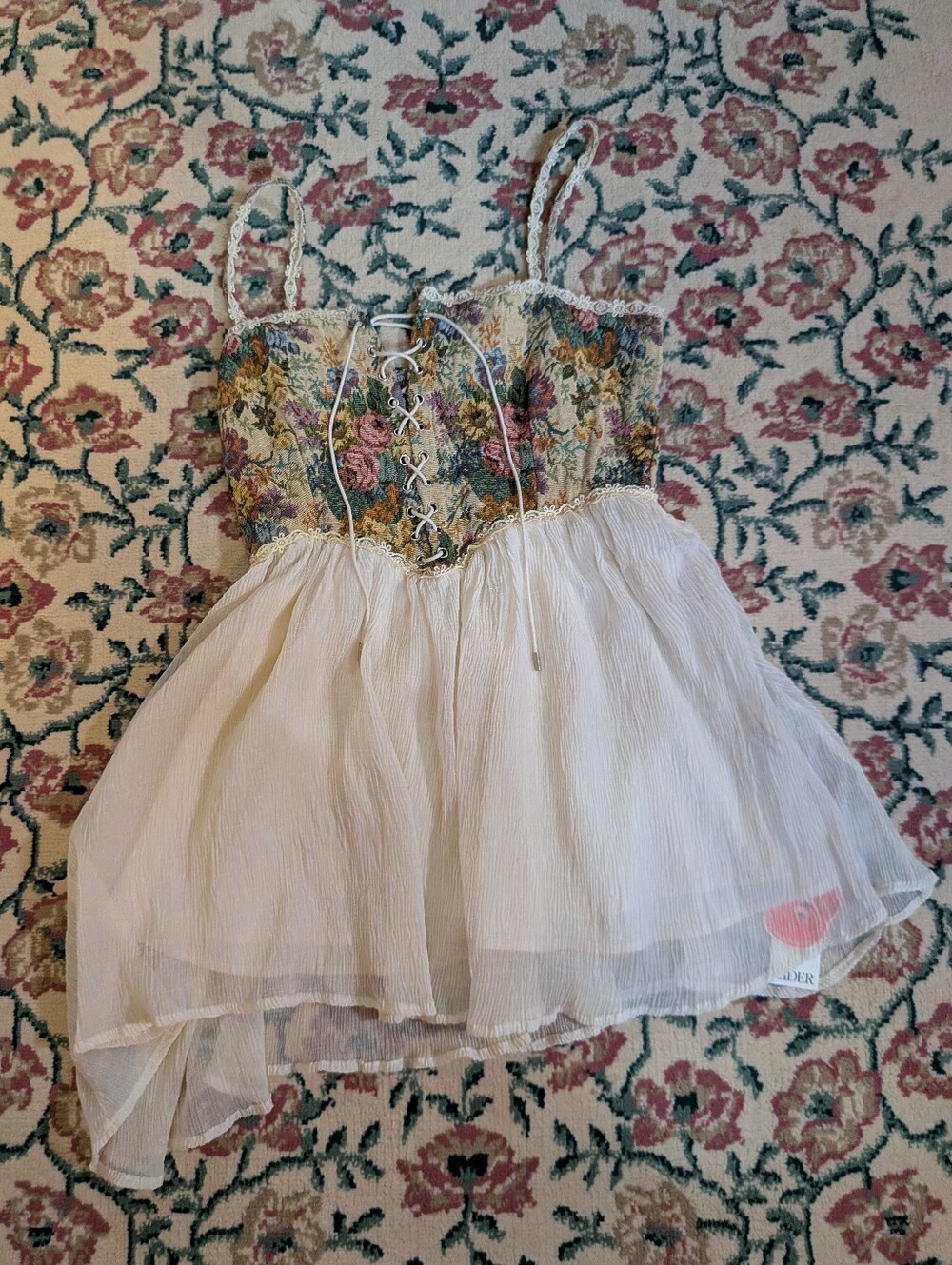 Women's Secret Garden Renaissance Festival Floral Corset Mini Dress Medium Nwt